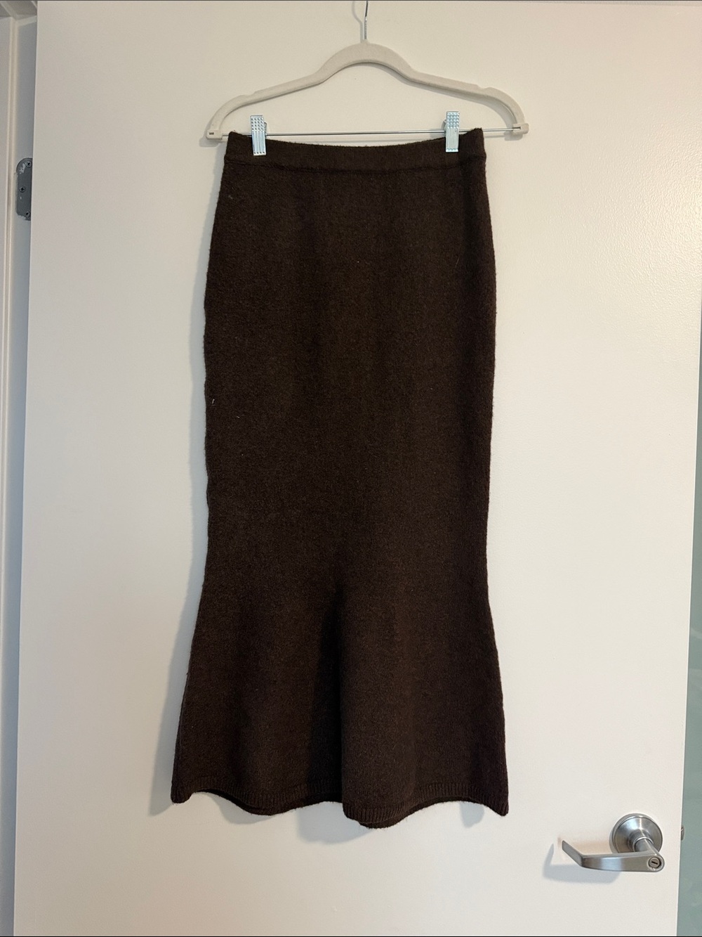 Dynamite Dark Brown Knit Flared Maxi Skirt